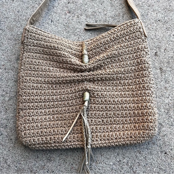 Lucky Brand Handbags - Lucky Brand Hobo Bag Natural Cotton Slouchy Hippie Purse Tassel Indie Satchel